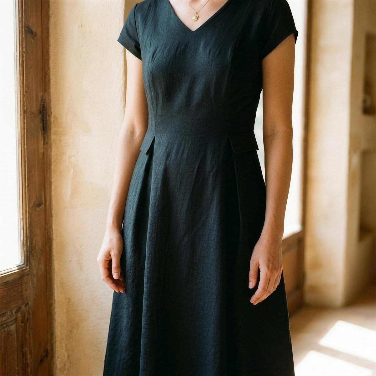 Alexa V-Neck Linen Dress