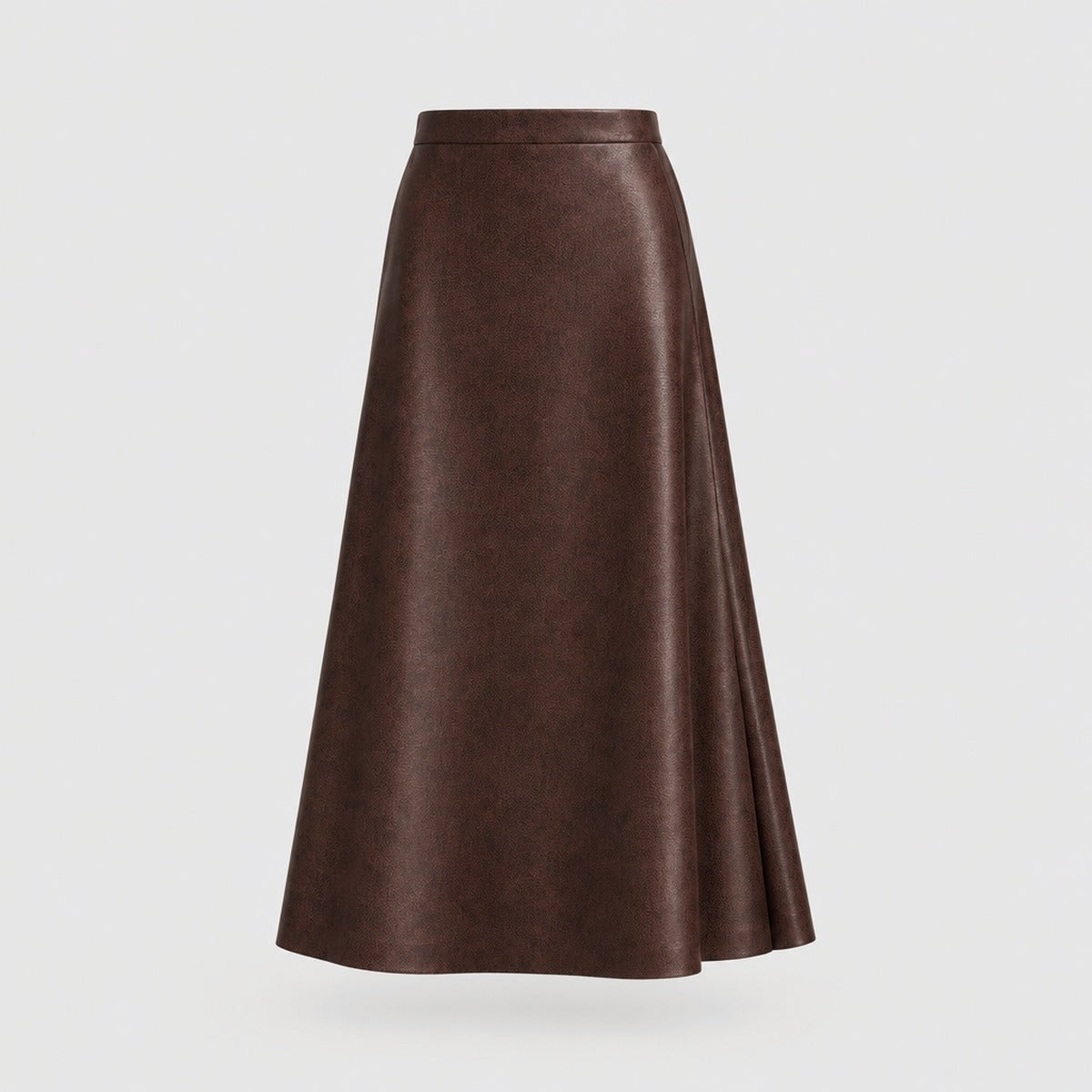 A-Line Midi Skirt in Faux Leather