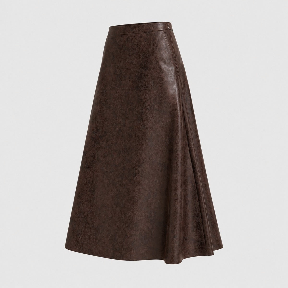 A-Line Midi Skirt in Faux Leather