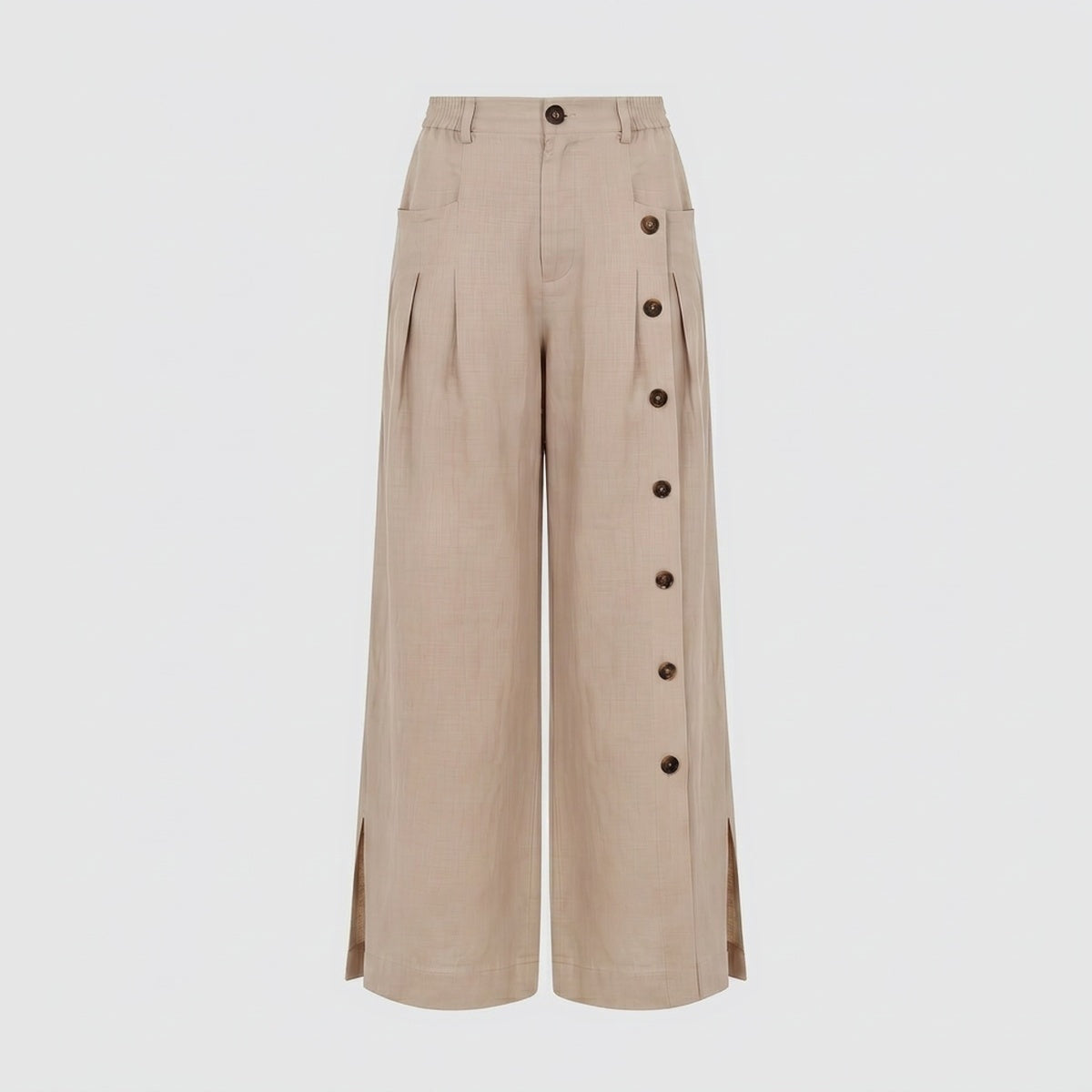 Kaya Buttoned Linen Trousers