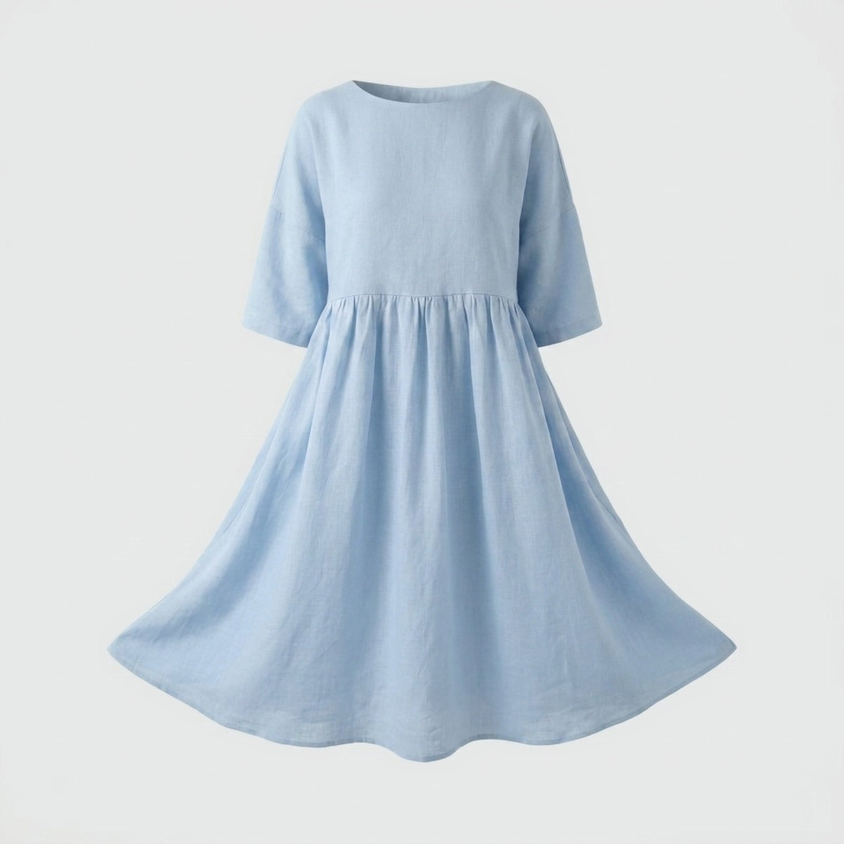 Linen A-Line Midi Dress