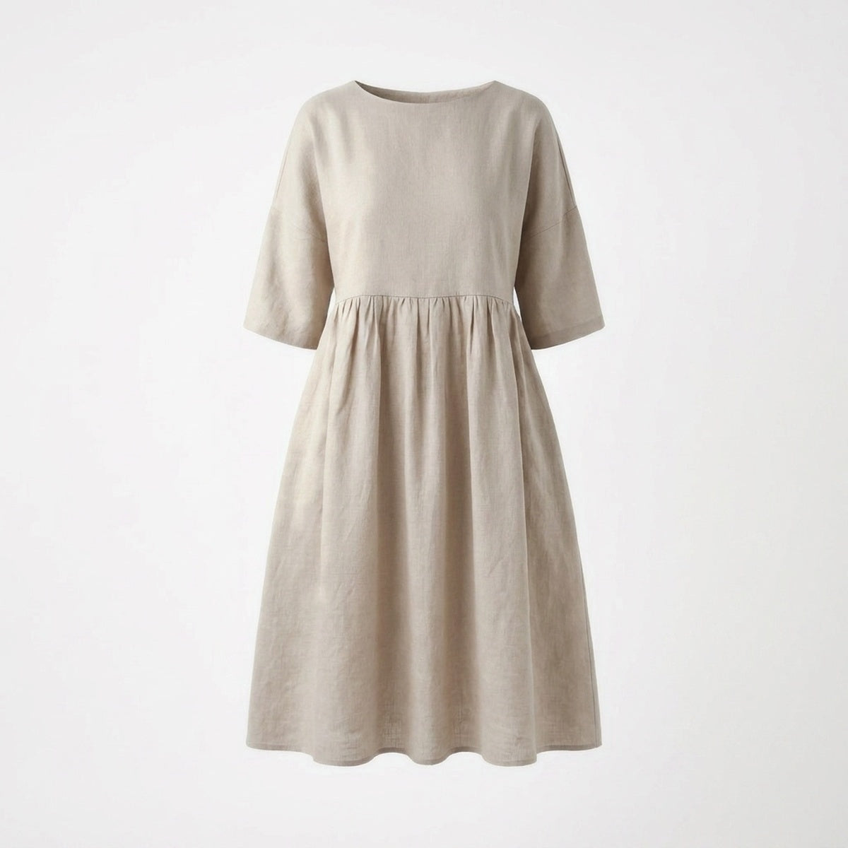 Linen A-Line Midi Dress