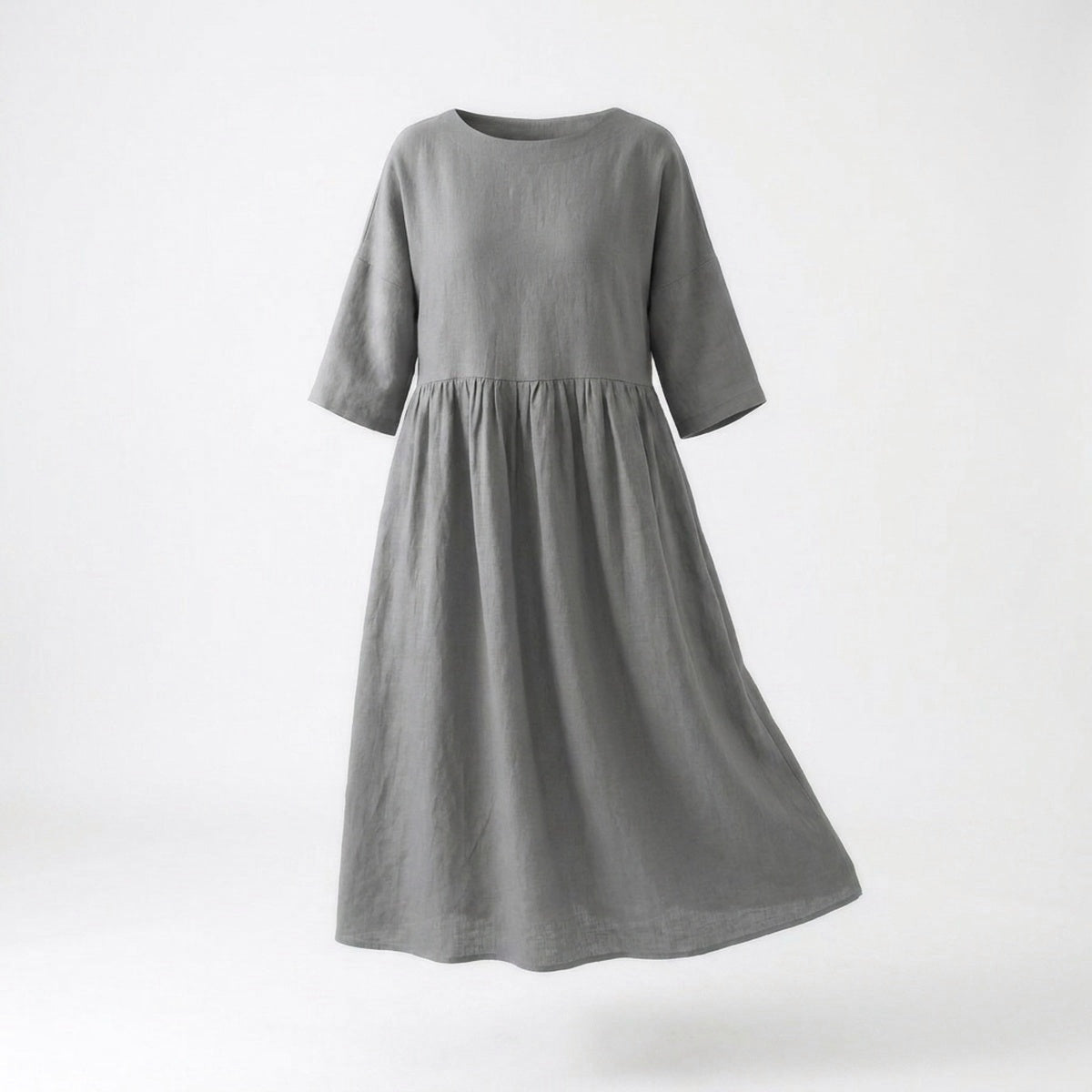 Linen A-Line Midi Dress