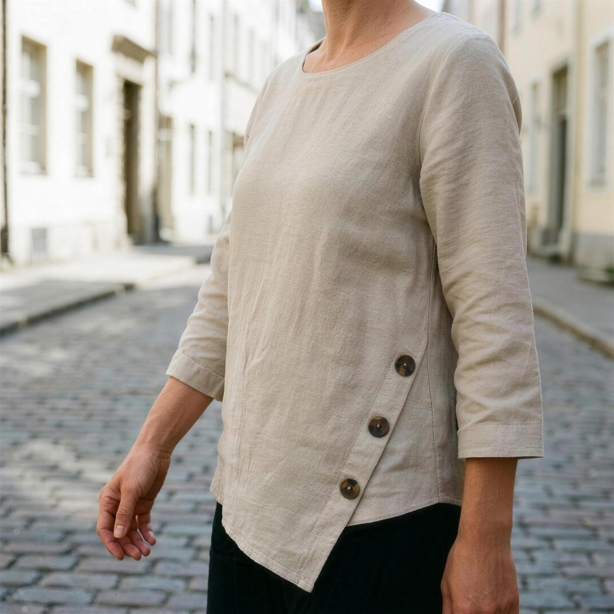 Nyla Asymmetric Linen Top