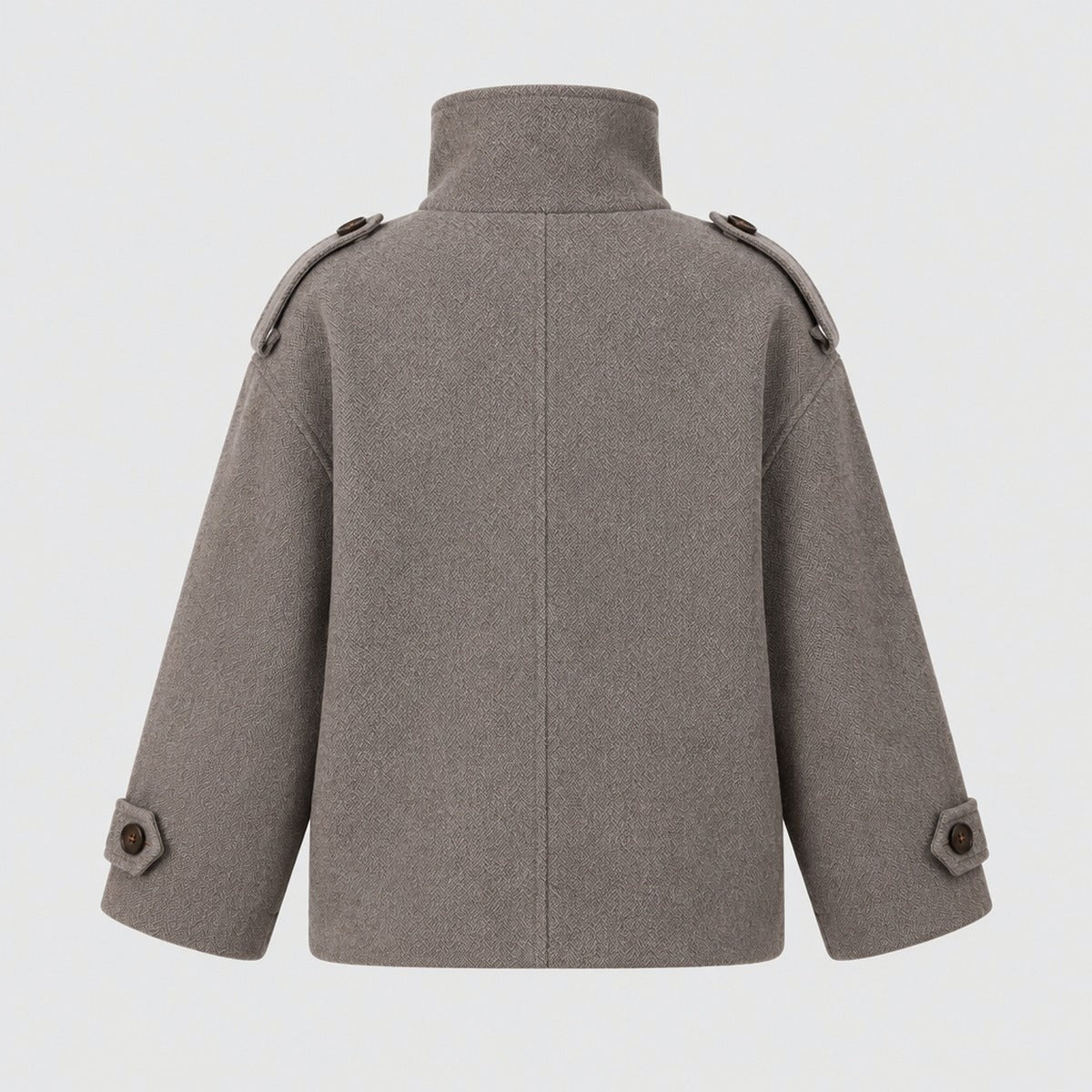 Oversized Short Wool Blend Coat with Stand Collar
