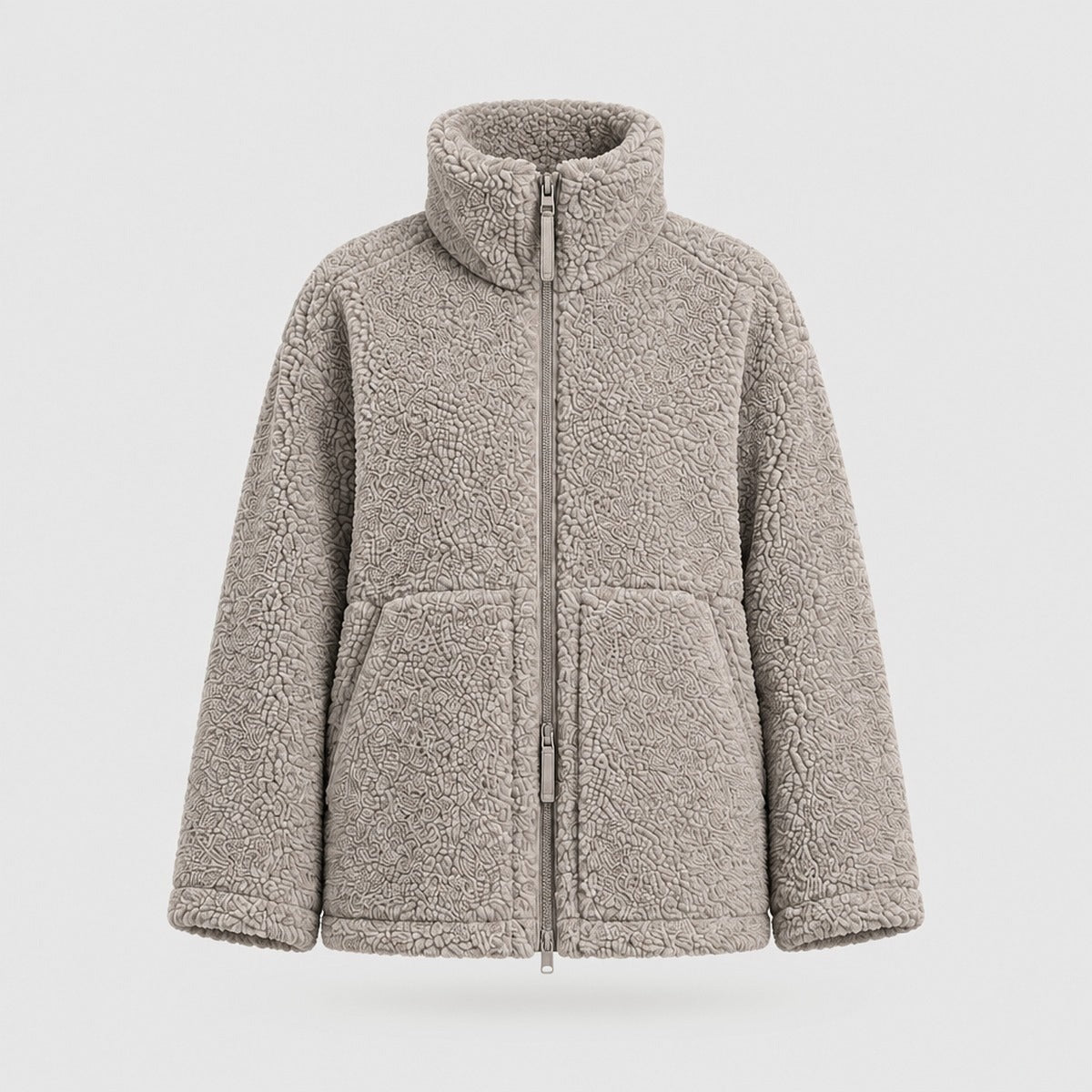Oversized Zip-Up Jacket with High Collar
