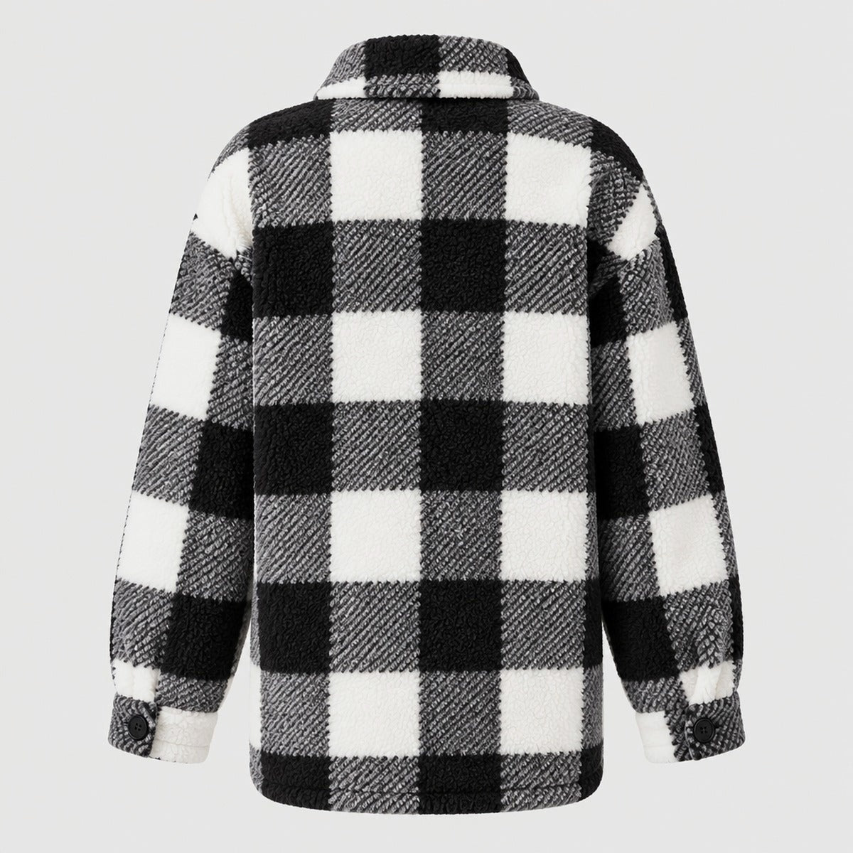 Plaid Teddy Fleece Shacket with Button Front