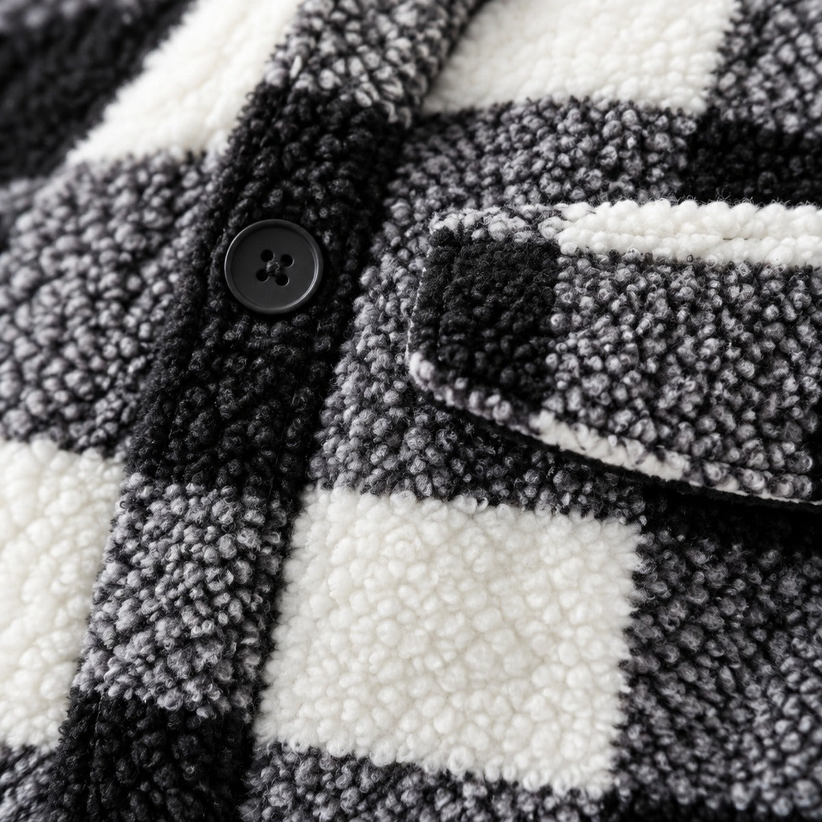 Plaid Teddy Fleece Shacket with Button Front