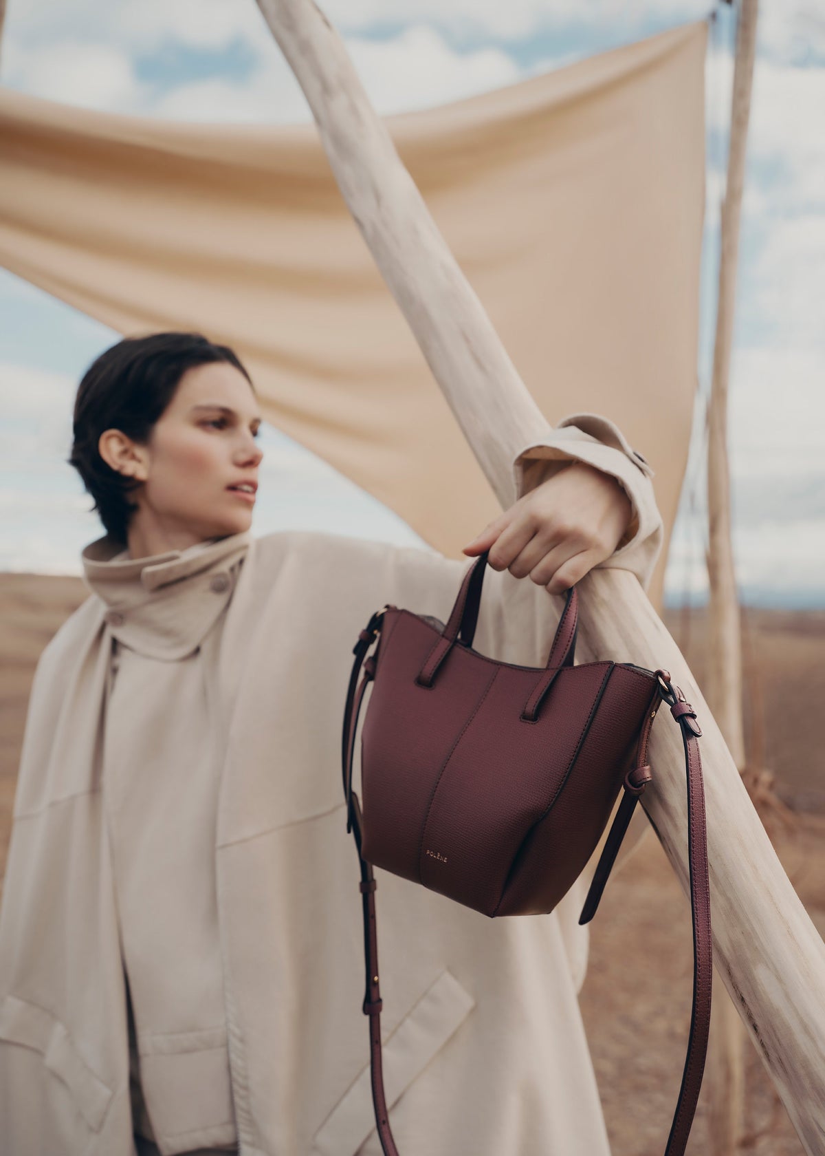PLNE - Cyme Tote Nano - Textured Black Cherry