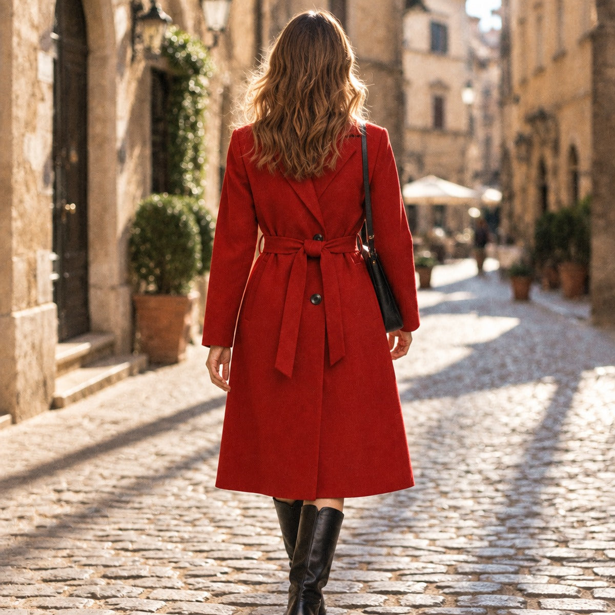 A-Line Wrap Coat with Tie Belt