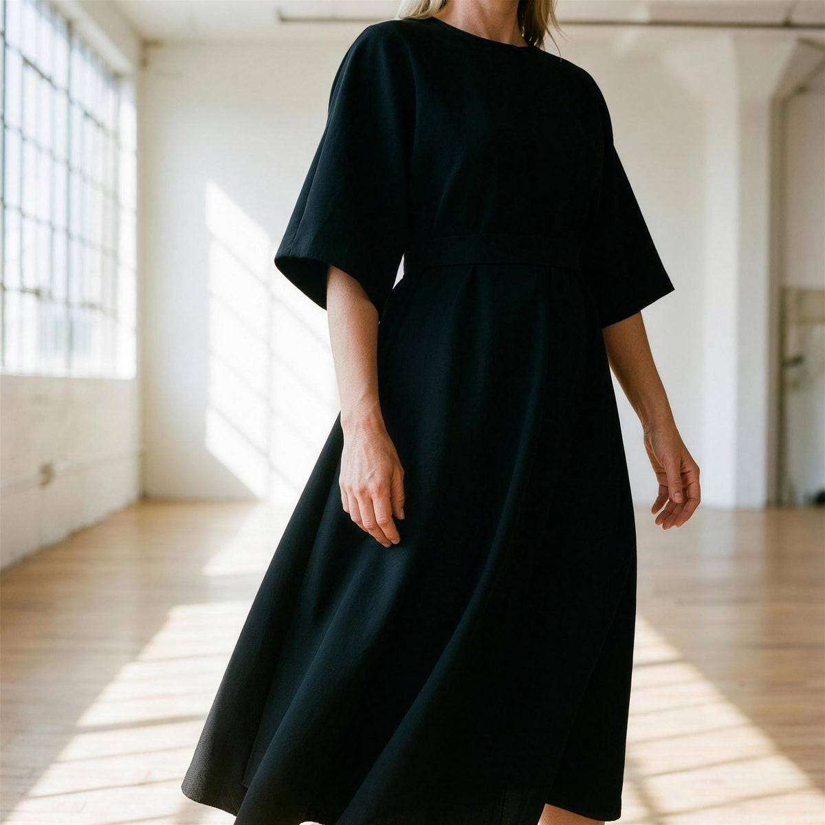 Balloon Sleeve Midi Dress