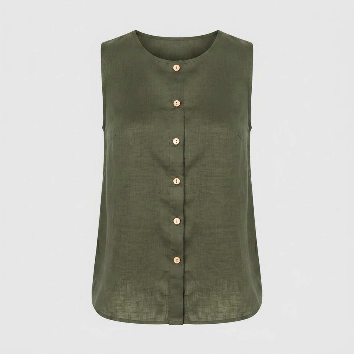 Button Down Linen Tank Top