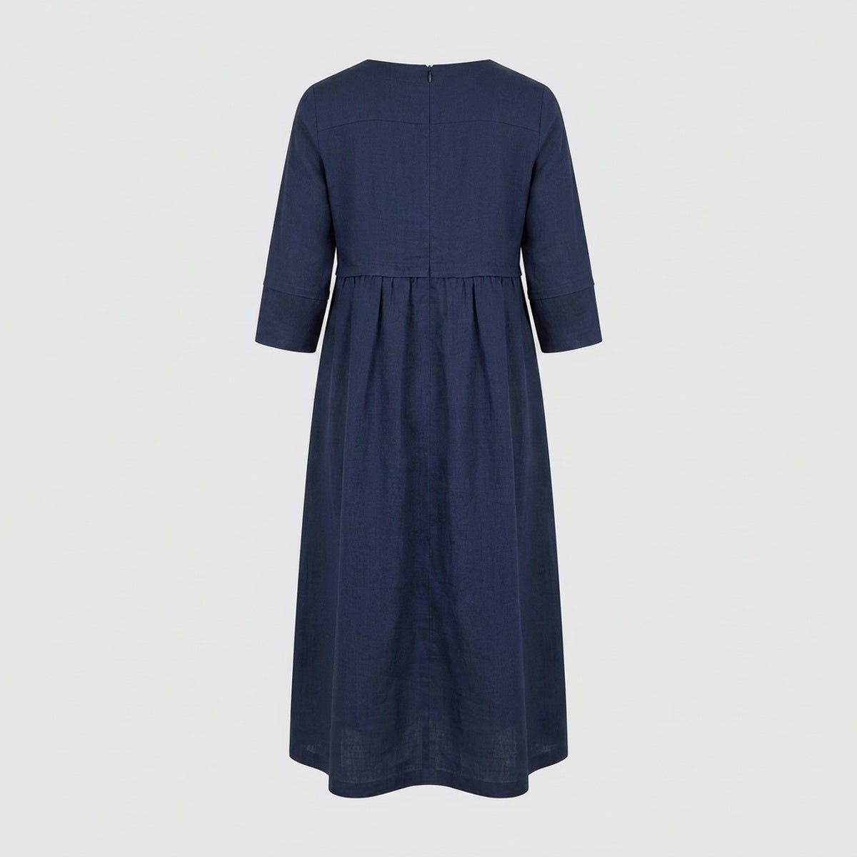 Button Waist Linen Midi Dress