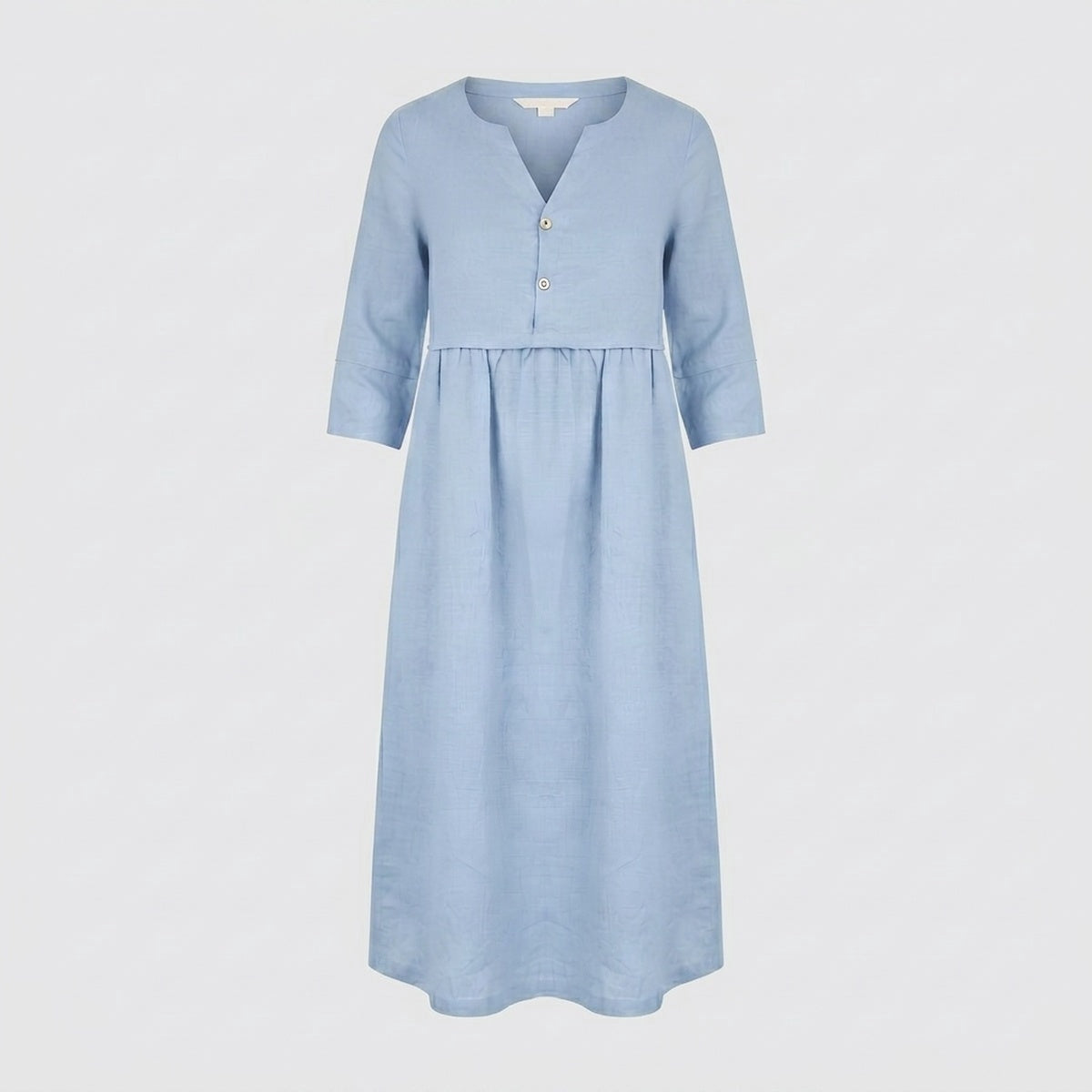 Button Waist Linen Midi Dress