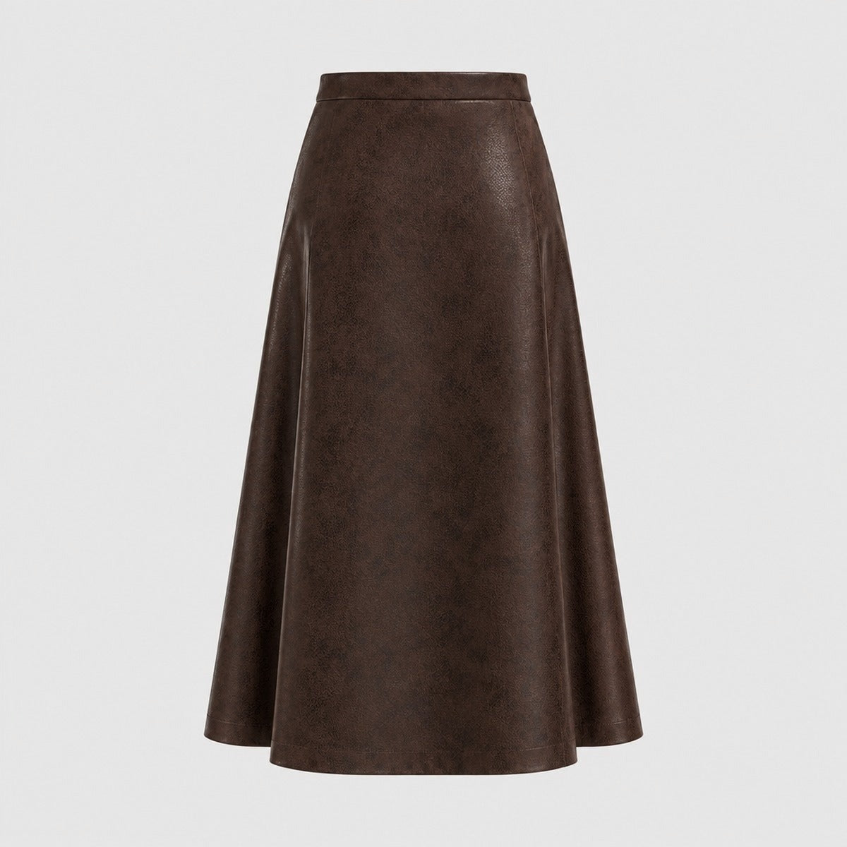 A-Line Midi Skirt in Faux Leather