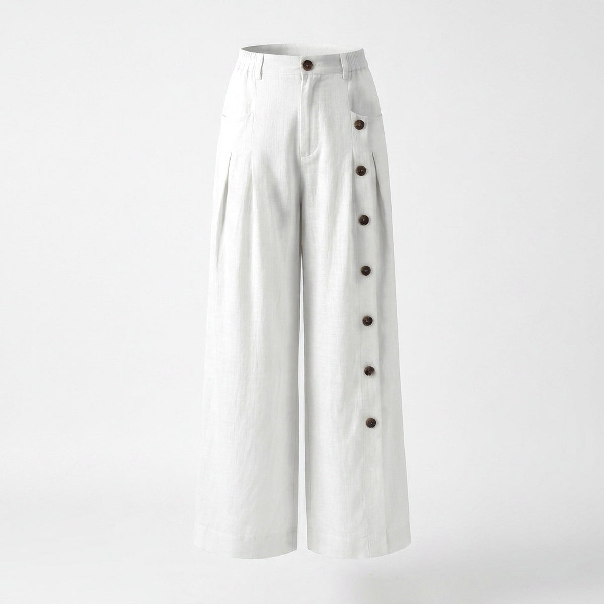 Kaya Buttoned Linen Trousers