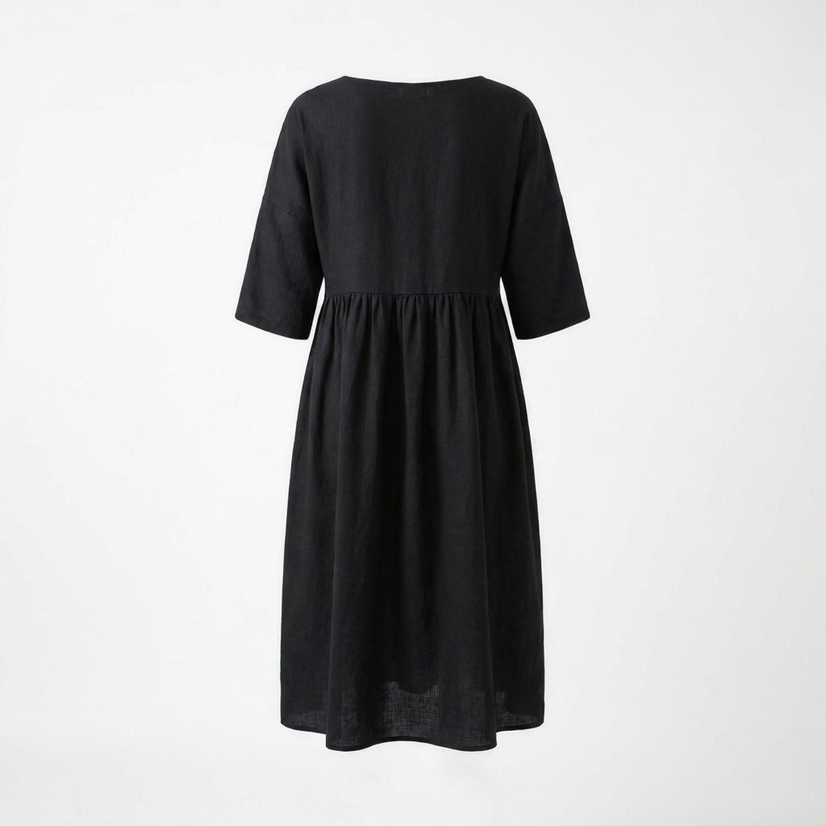 Linen A-Line Midi Dress