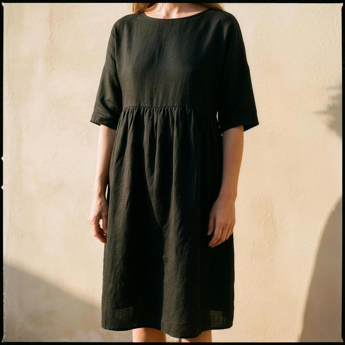 Linen A-Line Midi Dress