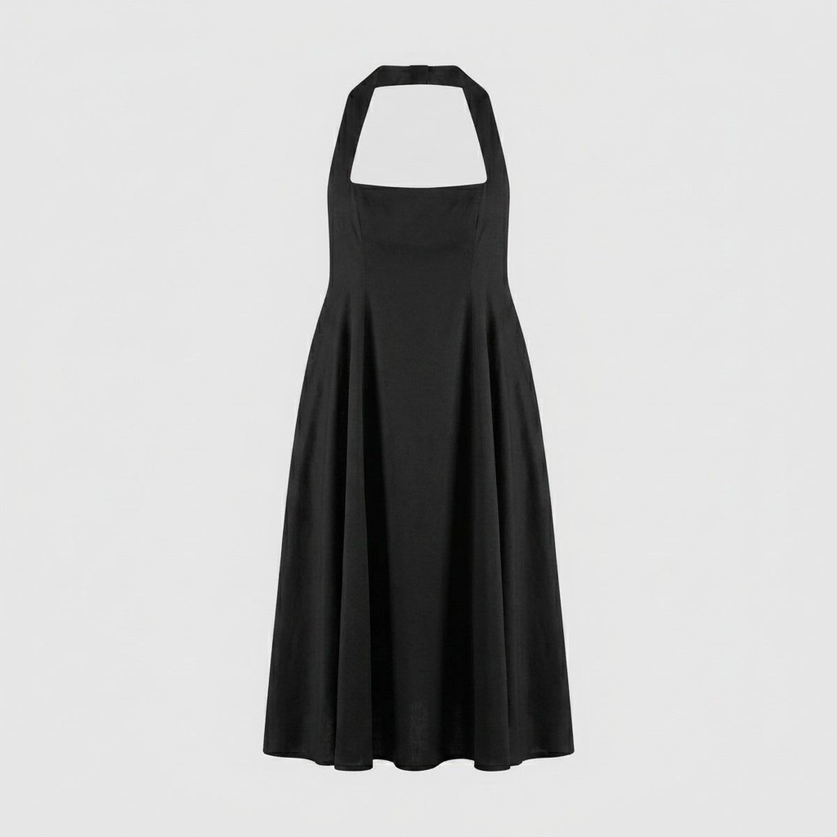Cotton Blend Halter Midi Dress