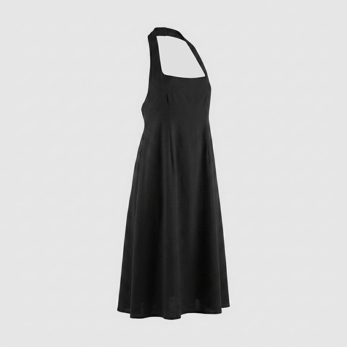 Cotton Blend Halter Midi Dress