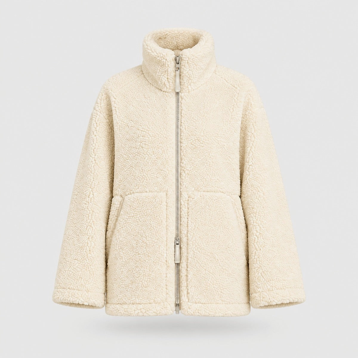 Oversized Zip-Up Jacket with High Collar