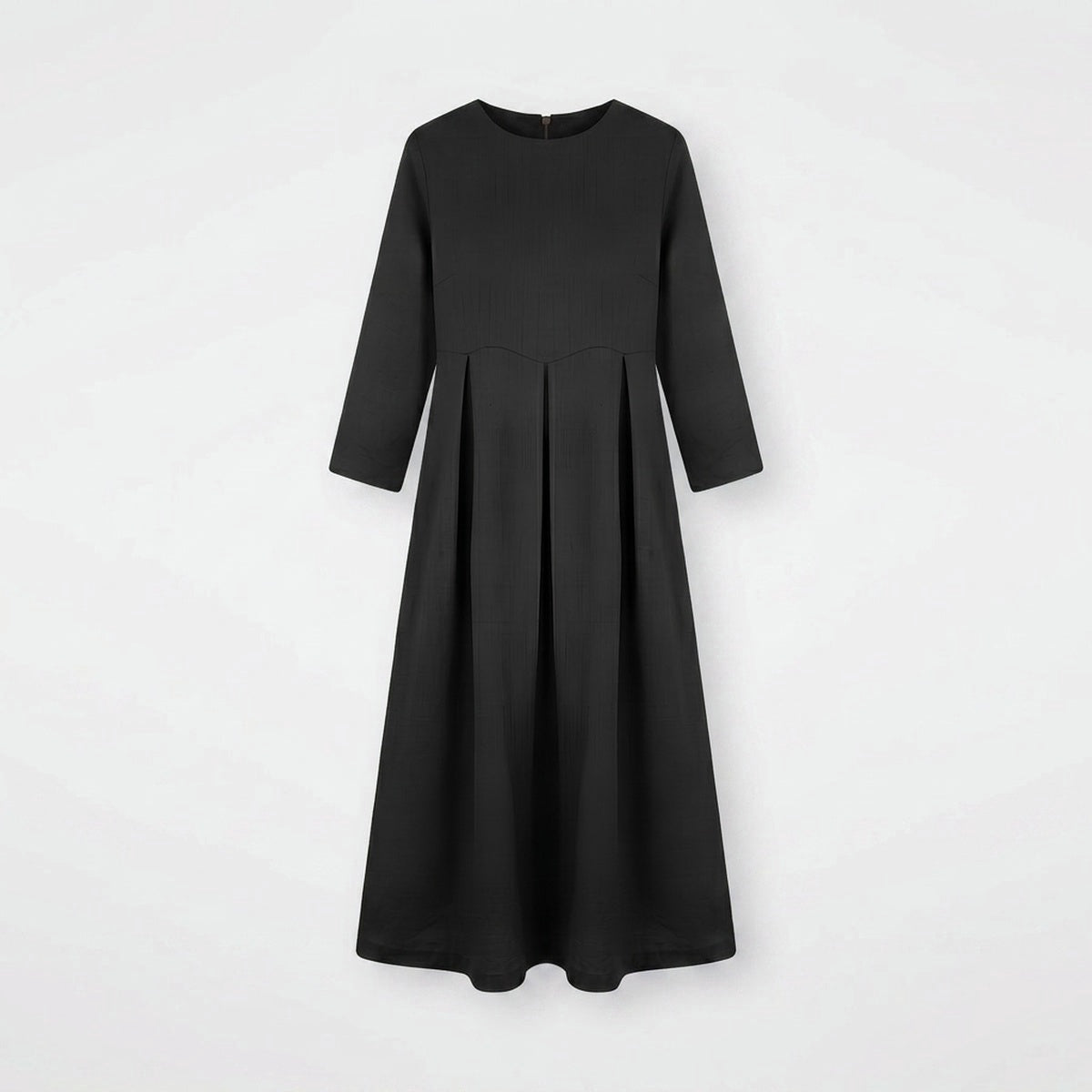 Pleated Linen Midi Dress