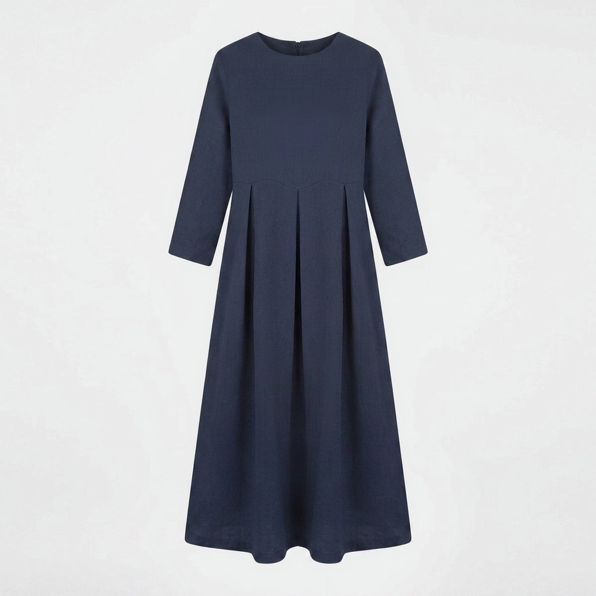 Pleated Linen Midi Dress