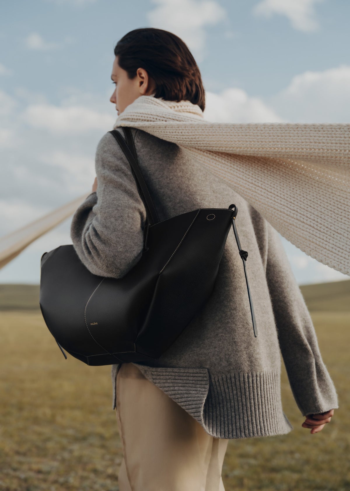PLNE - Cyme - Textured Black with Ecru Stitching