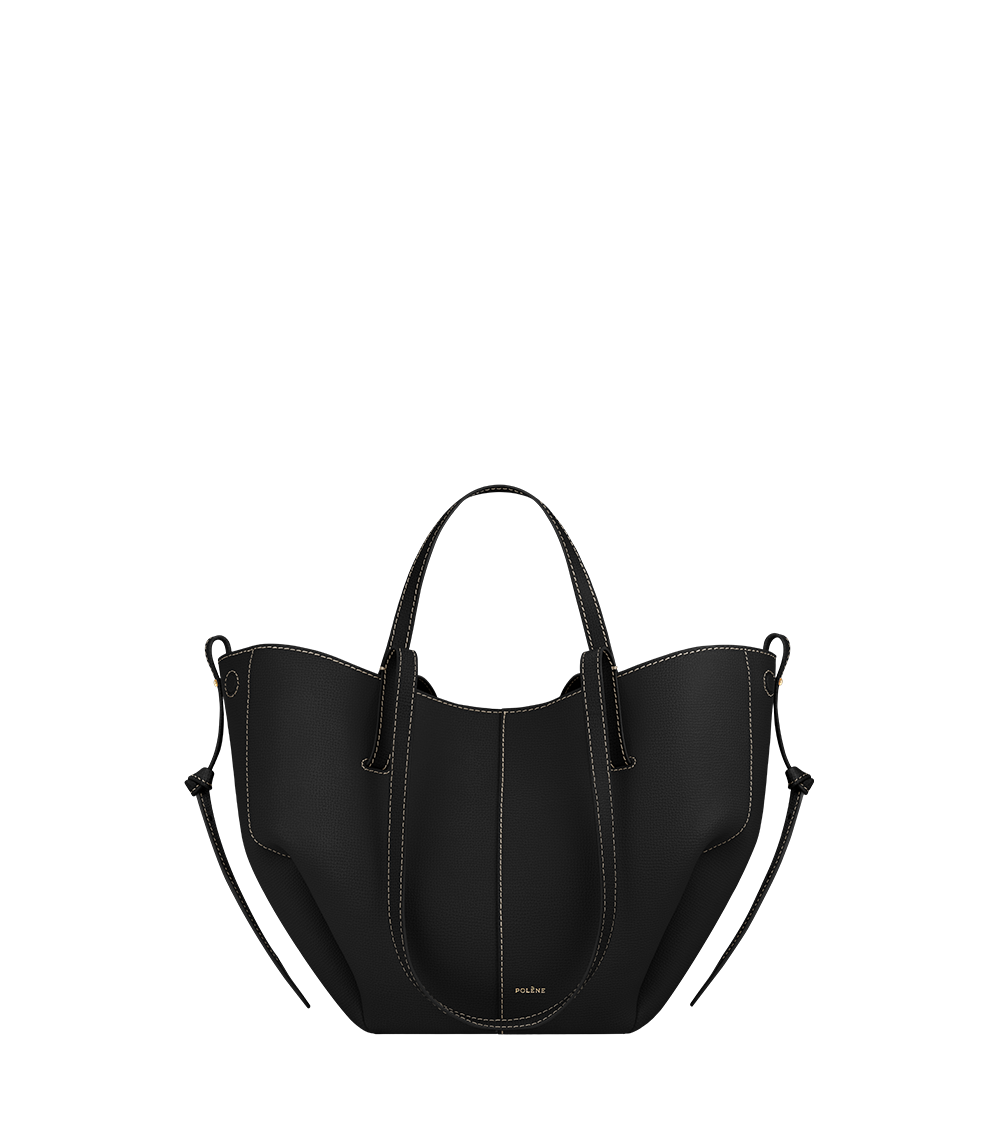 PLNE - Cyme Mini - Textured Black with Ecru Stitching