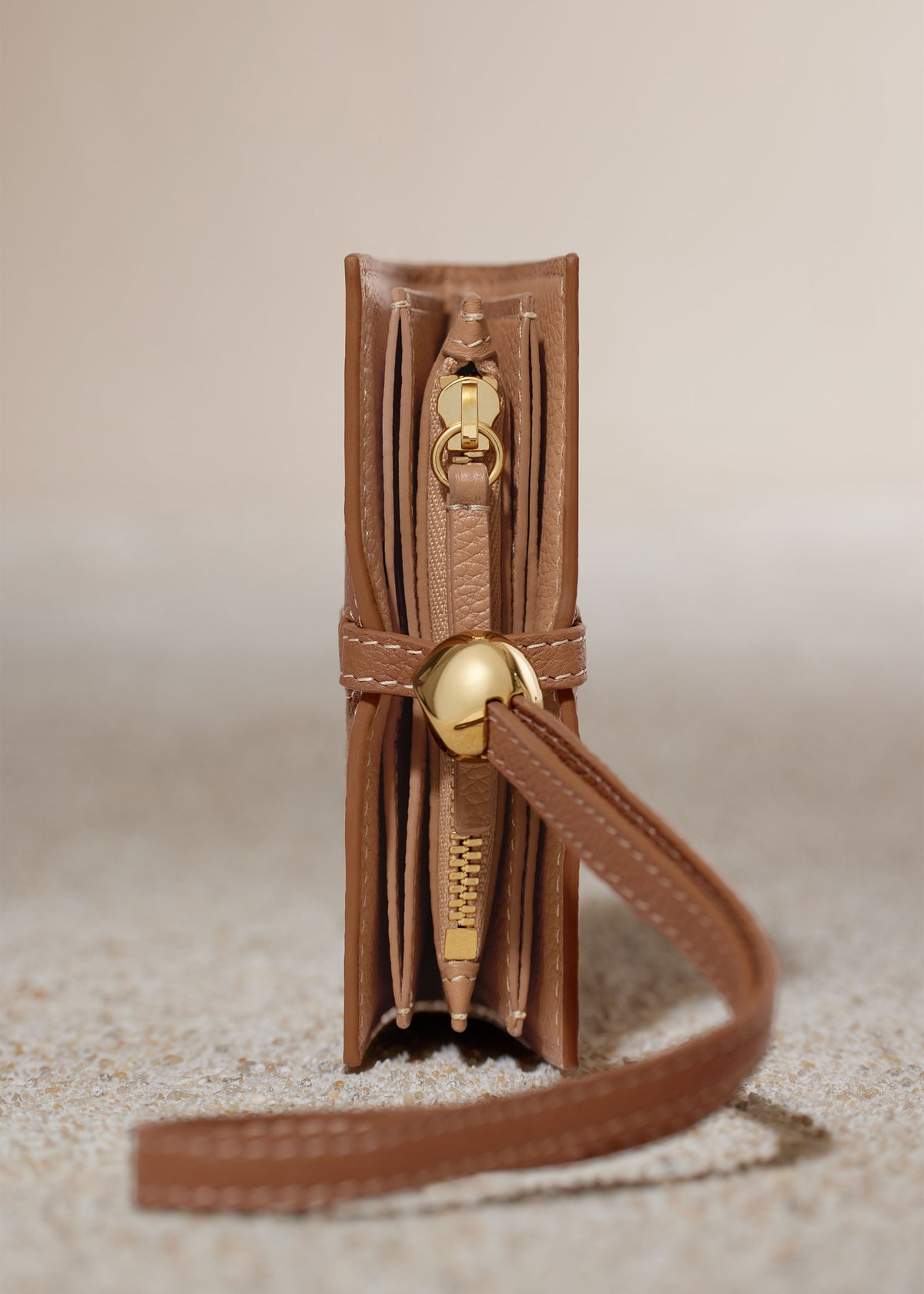 PLNE - Kayé Card Holder - Textured Duo Camel