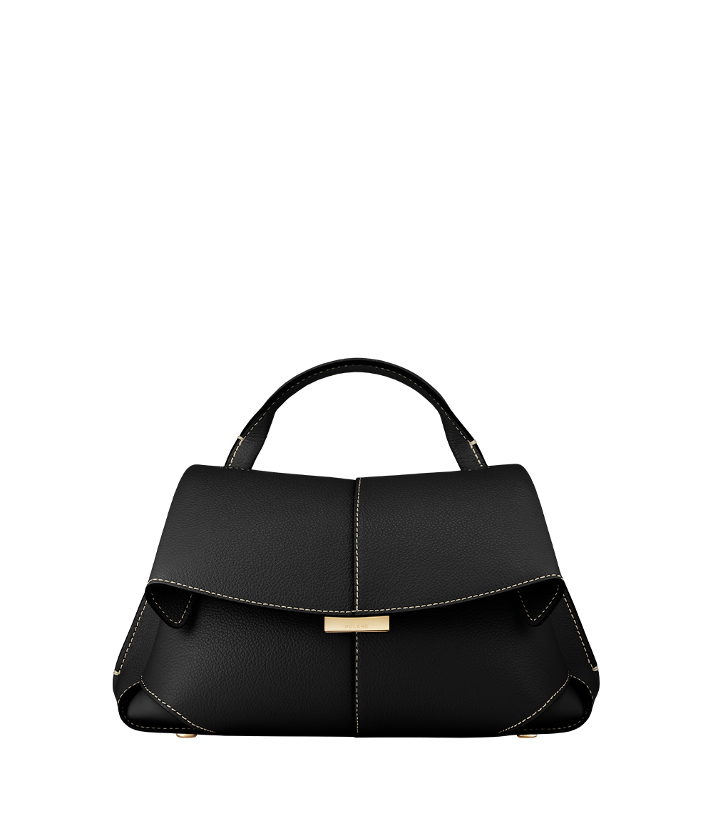 PLNE - Mokki Mini - Textured Black with Ecru Stitching