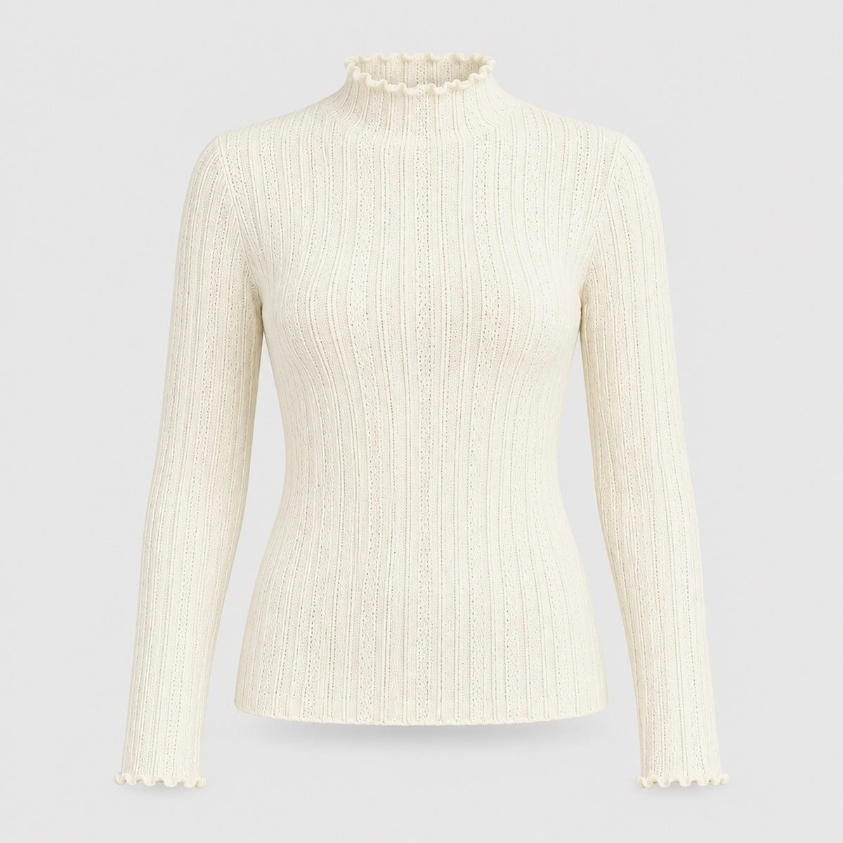 Ribbed Mock Neck Knit Jumper