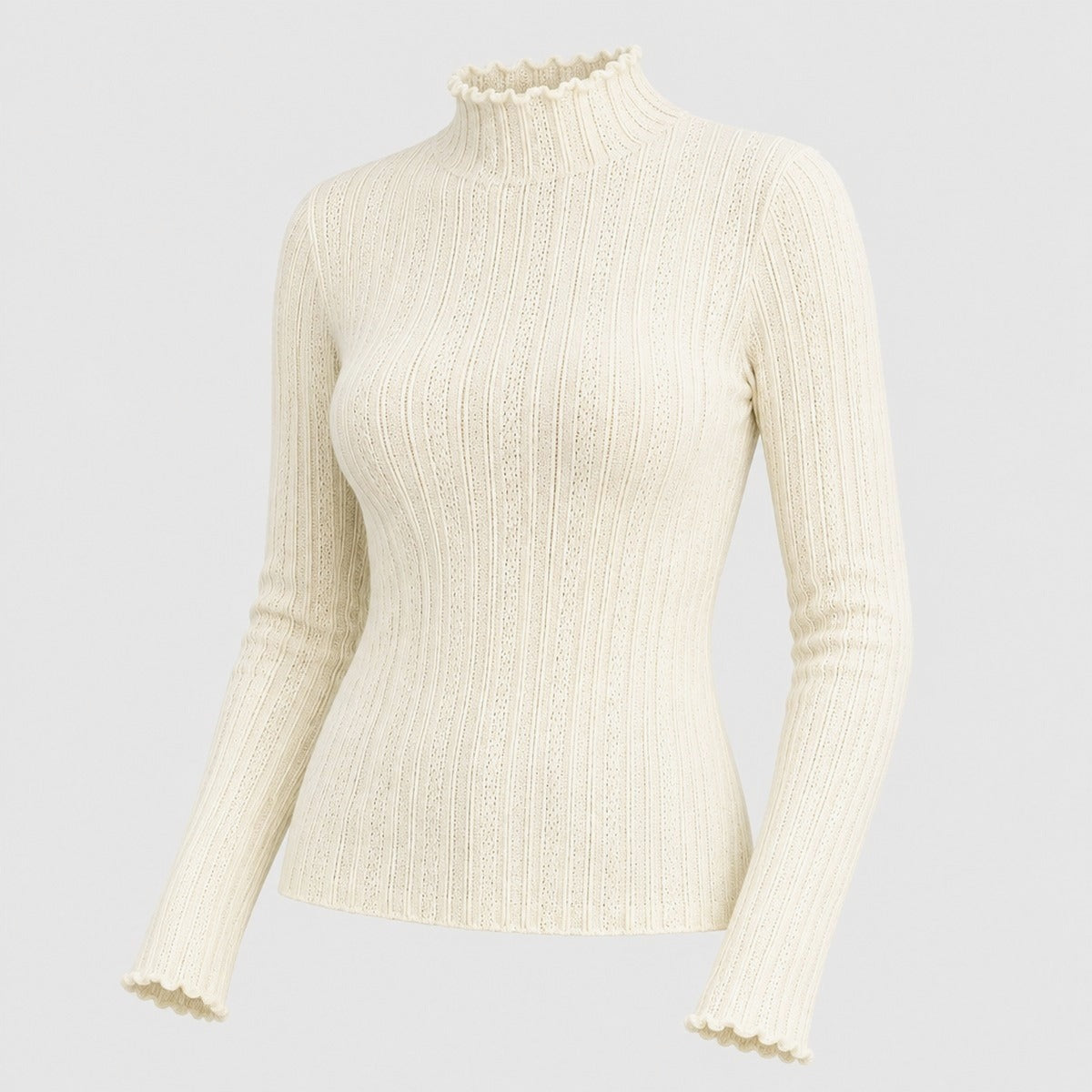 Ribbed Mock Neck Knit Jumper
