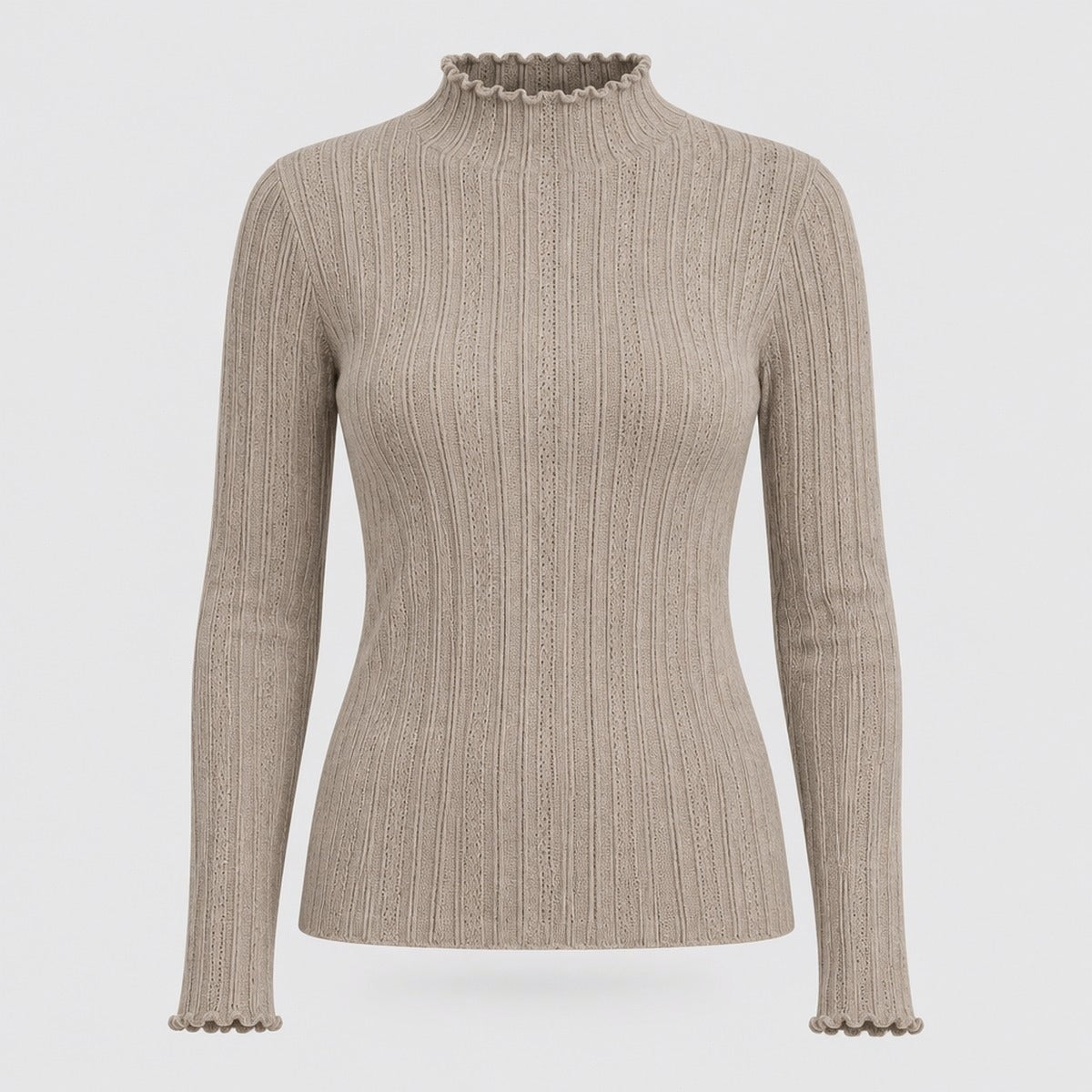 Ribbed Mock Neck Knit Jumper